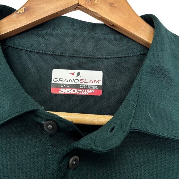 Grand Slam Performance Golf Shirt Polo Mens Size L Forest Green Long Sleeve EUC - Picture 3 of 3